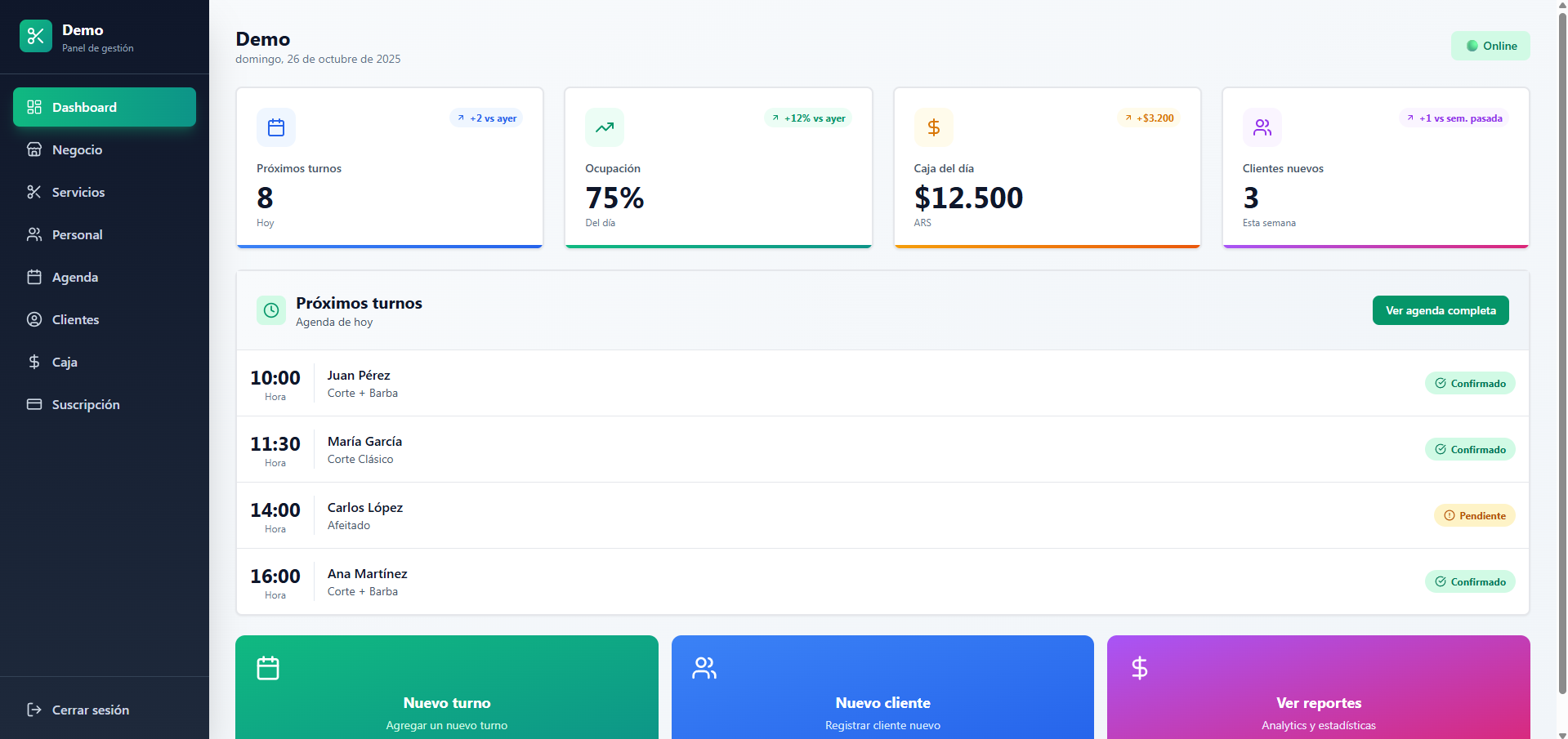 Dashboard de Nexus Barber